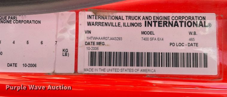 image for item LV9826 2007 International 7400  dump truck