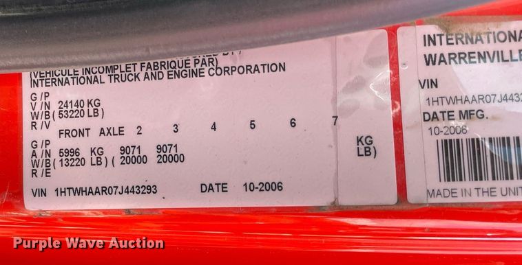 image for item LV9826 2007 International 7400  dump truck