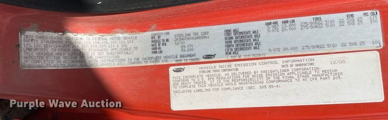 image for item LV9827 2001 Sterling LT7500  dump truck