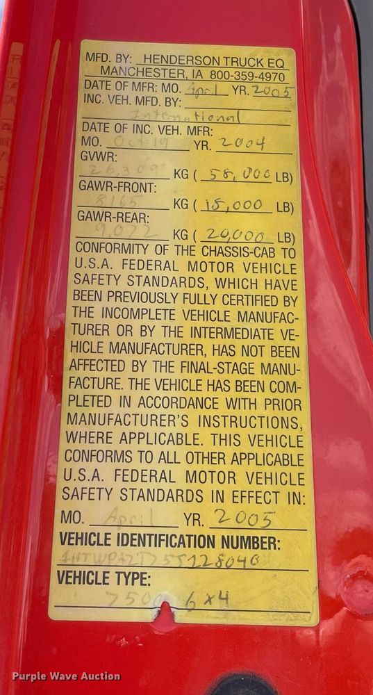 image for item LV9832 2005 International 7500  dump truck