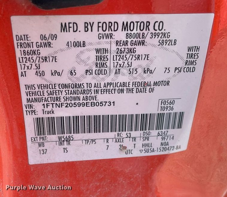 image for item LV9836 2009 Ford F250 Super Duty XL  pickup truck