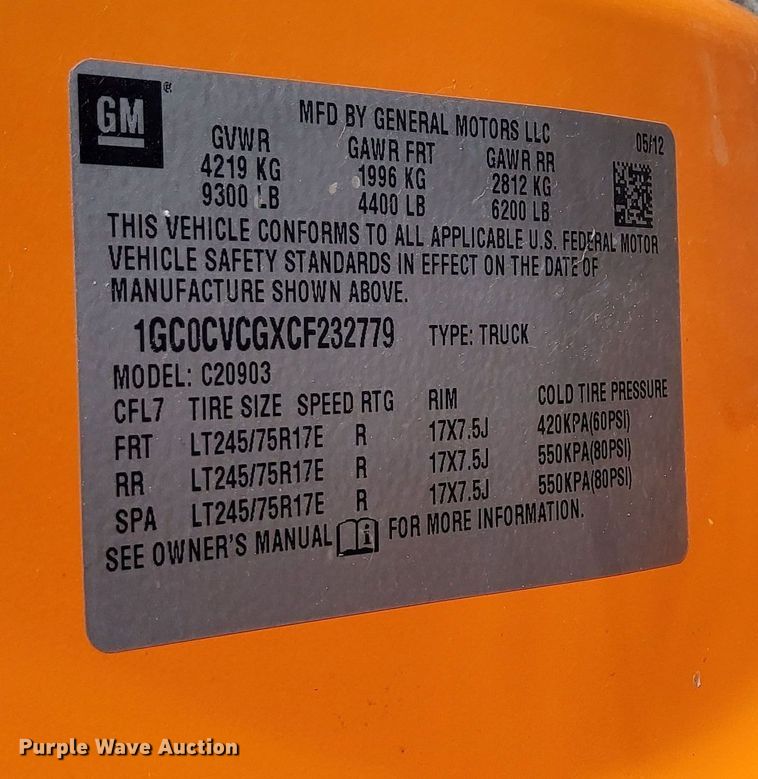 image for item LV9841 2012 Chevrolet Silverado 2500HD  pickup truck