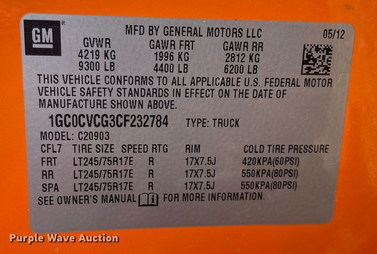 image for item LV9842 2012 Chevrolet Silverado 2500HD  utility bed pickup truck