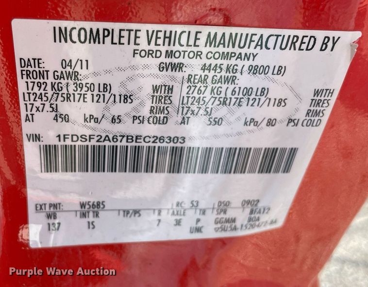 image for item LV9843 2011 Ford F250 Super Duty XL  utility bed pickup truck