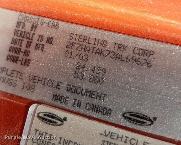 image for item NF9133 2003 Sterling LT7501  dump truck