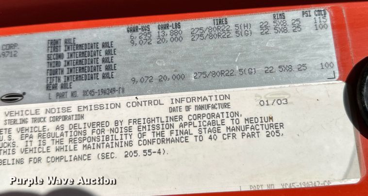 image for item NF9134 2003 Sterling LT7501  dump truck