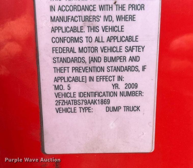 image for item NF9139 2009 Sterling LT7501  dump truck