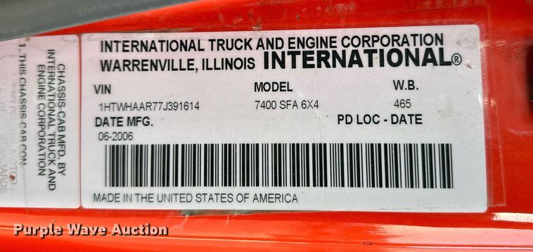 image for item NF9168 2007 International 7400  dump truck