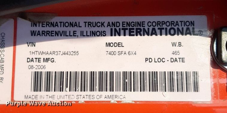 image for item NF9170 2007 International 7400  dump truck