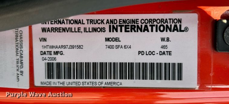 image for item NF9173 2007 International 7400  dump truck