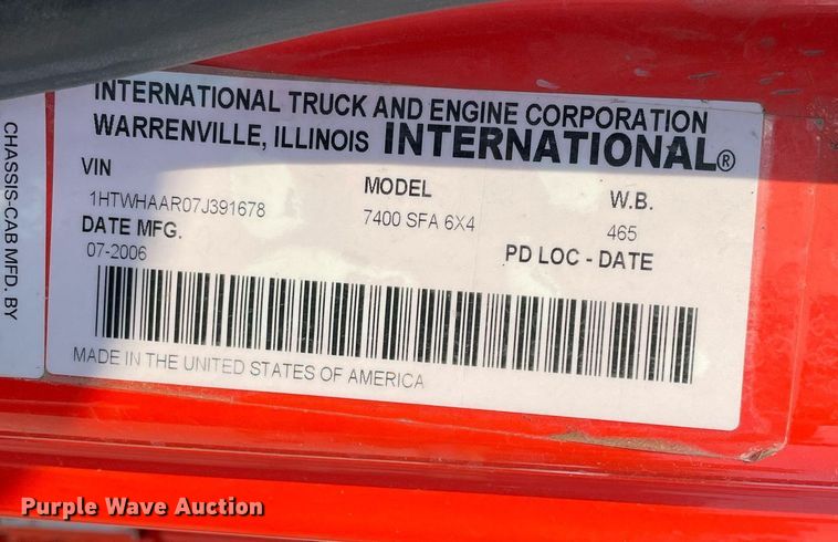 image for item NF9175 2007 International 7400  dump truck