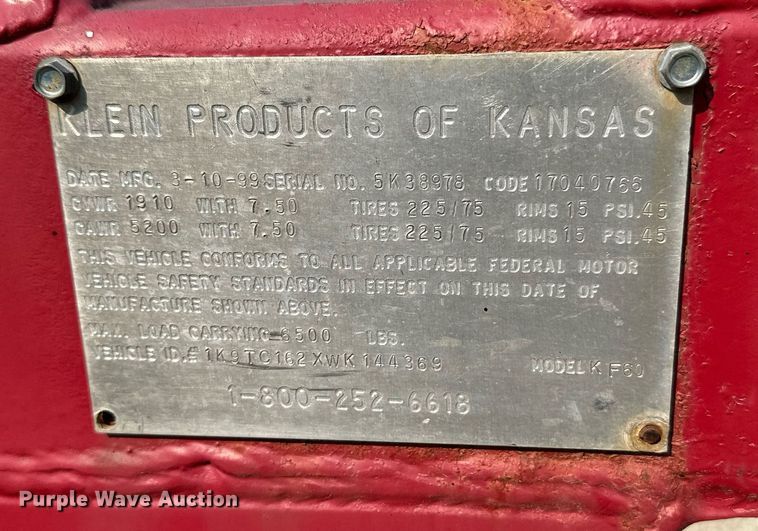 image for item NF9178 1998 Klein KF60  fuel tank trailer