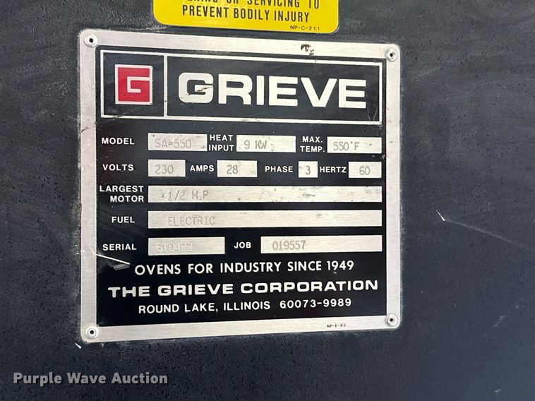 image for item NF9183 1995 Grieve SA-550  oven