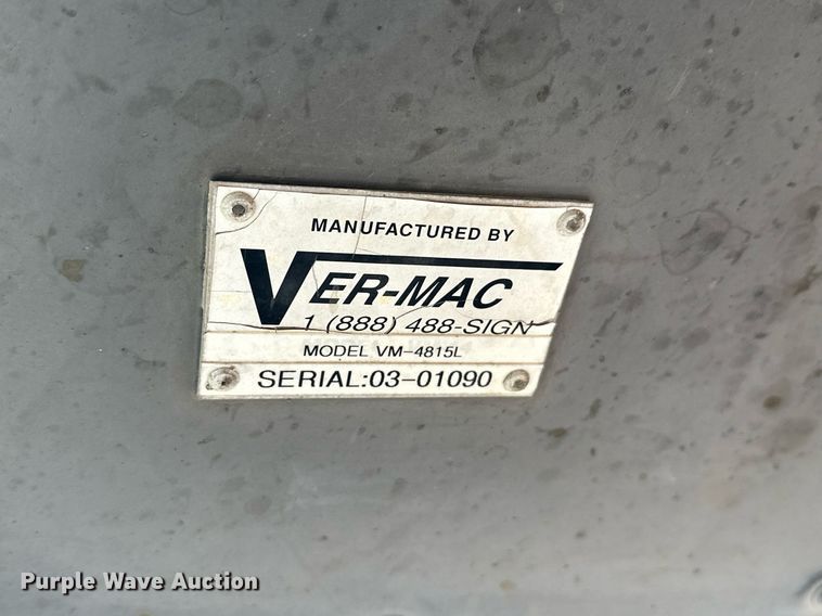 image for item NF9212 2003 Ver-Mac ST4825  arrow board trailer