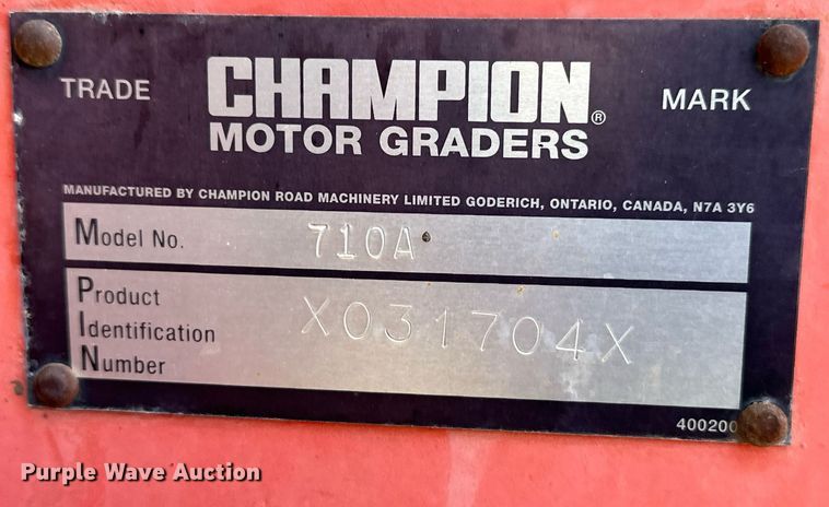 image for item NF9215 2001 Champion 710A  motor grader
