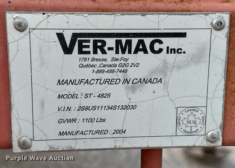 image for item NF9216 2004 Ver-Mac ST4825  arrow board trailer