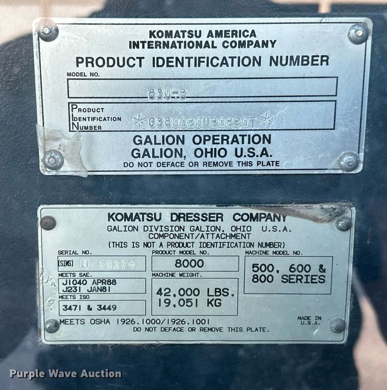 image for item NF9219 1997 Galion 830B  motor grader