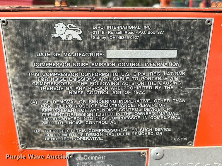 image for item NF9229 1996 Leroi Q175DJE  air compressor