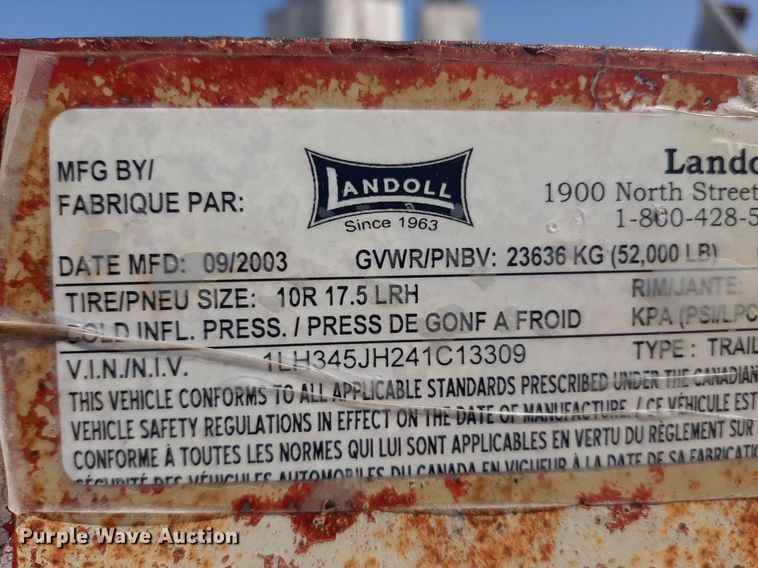 image for item OF9416 2004 Landoll 345C-35  tilt deck equipment trailer