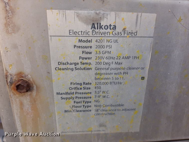 image for item OF9428 2013 Alkota 4201B-NG-UL  hot pressure washer