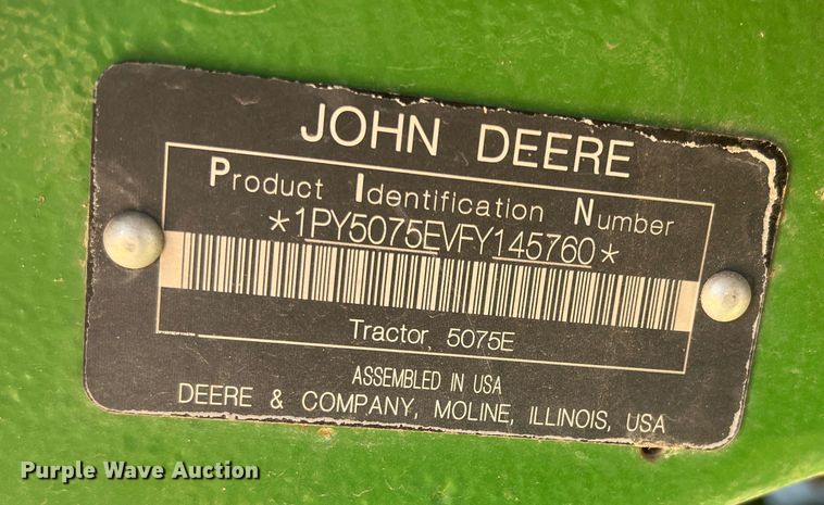 image for item DN3124 2015 John Deere 5075E  MFWD tractor