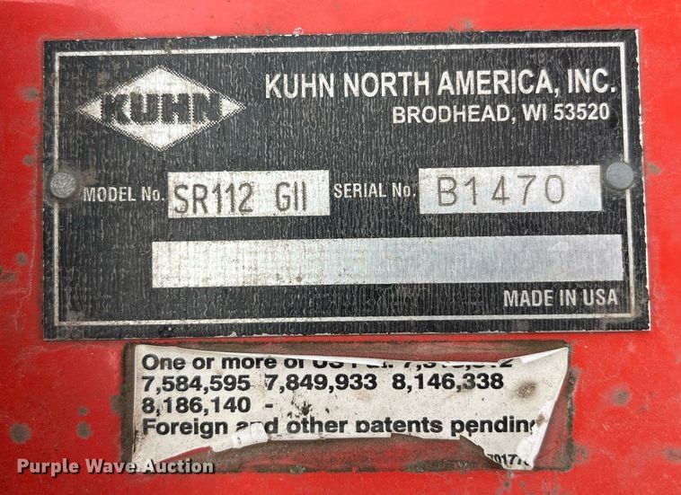 image for item MG9493 Kuhn SR112 GII  hay rake