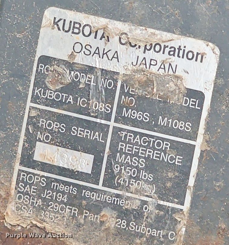 image for item OG9438 Kubota M108S  MFWD tractor
