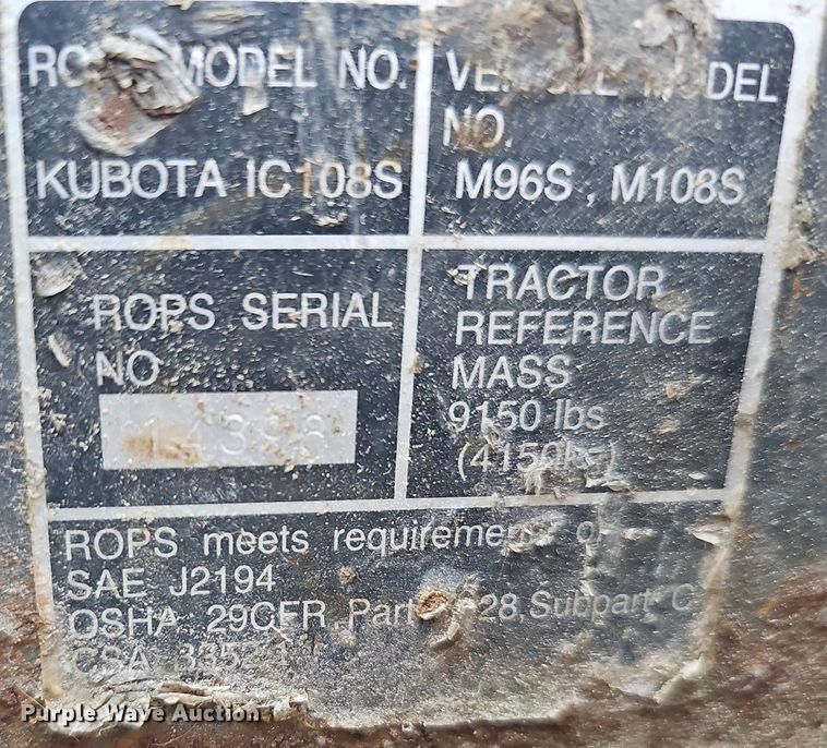 image for item OG9438 Kubota M108S  MFWD tractor