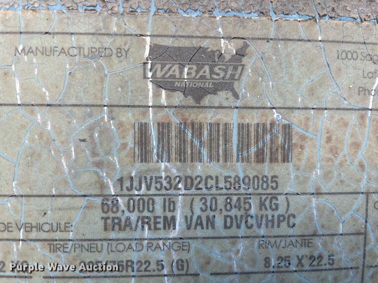 image for item NY9849 2012 Wabash  dry van trailer