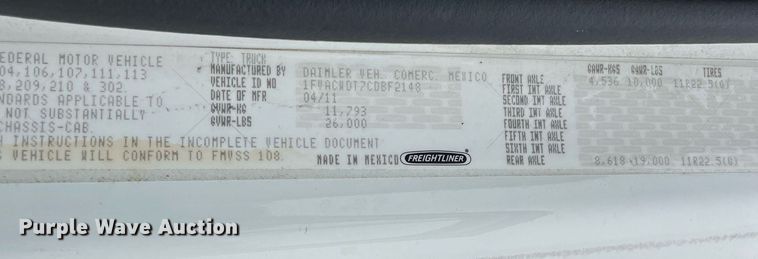 image for item NY9882 2012 Freightliner Business Class M2 106  box truck