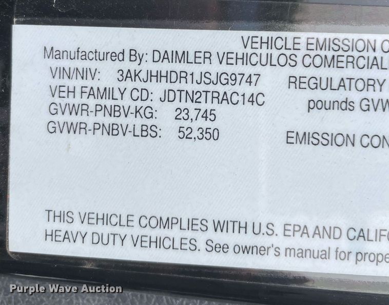 image for item NY9884 2018 Freightliner Cascadia 126SLP  semi truck