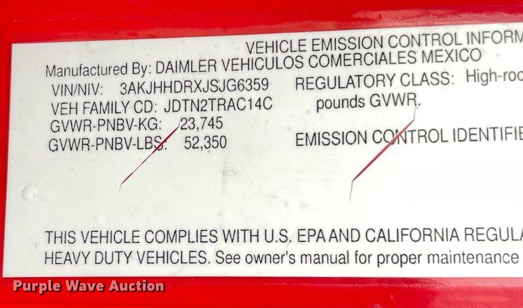 image for item NY9885 2018 Freightliner Cascadia 126SLP  semi truck