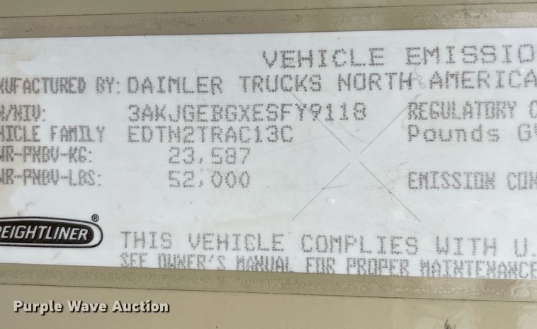 image for item NY9886 2014 Freightliner Cascadia 125  semi truck
