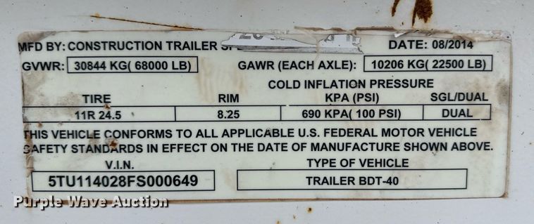 image for item DM2611 2015 CTS BDT-40  bottom dump trailer