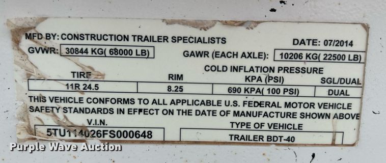 image for item DM2613 2015 CTS BDT-40  bottom dump trailer