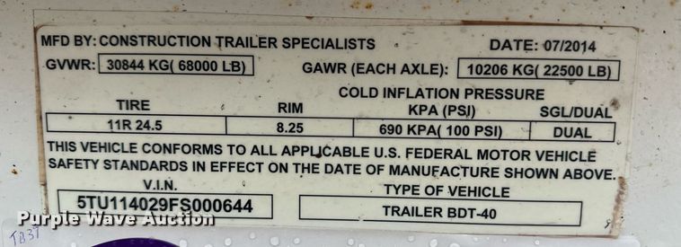 image for item DM2614 2015 CTS BDT-40  bottom dump trailer