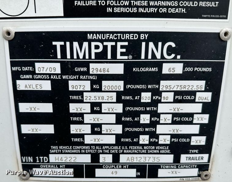 image for item DM2618 2010 Timpte  grain trailer