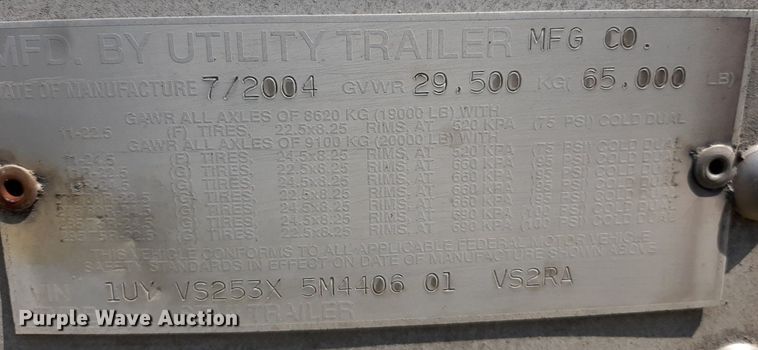 image for item DO3125 2005 Utility 3000R  refrigerated van trailer