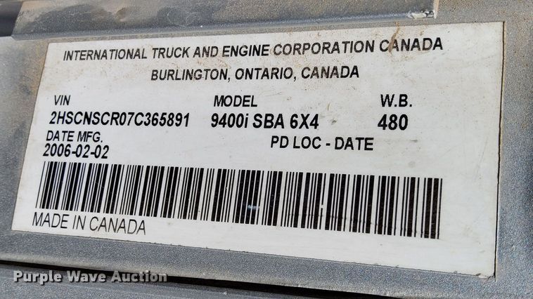 image for item DP3406 2007 International 9400i  semi truck