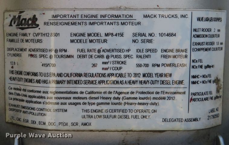 image for item FB9861 2013 Mack CXU613  semi truck