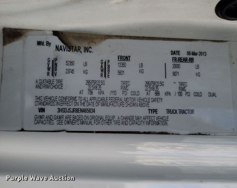 image for item JE9532 2014 International ProStar Plus  semi truck