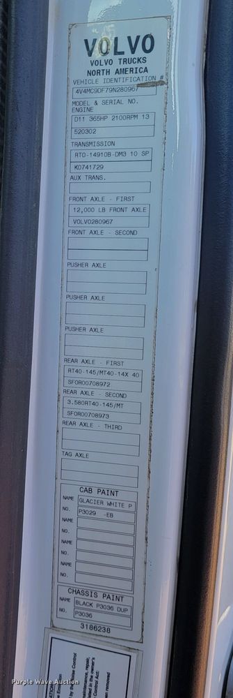 image for item JW9632 2009 Volvo VNM  semi truck