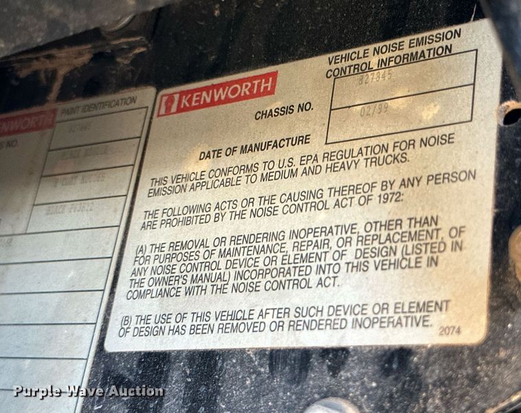 image for item KM9803 1999 Kenworth T800  winch truck