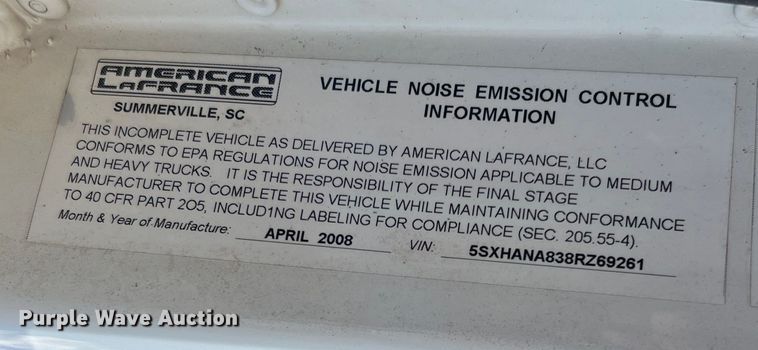 image for item LF9366 2008 American LaFrance Condor  refuse truck