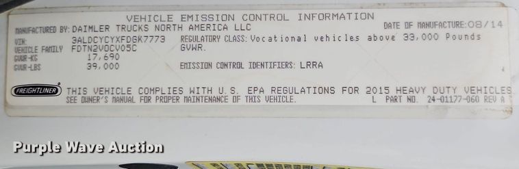 image for item LM9150 2015 Freightliner Business Class M2  bucket truck