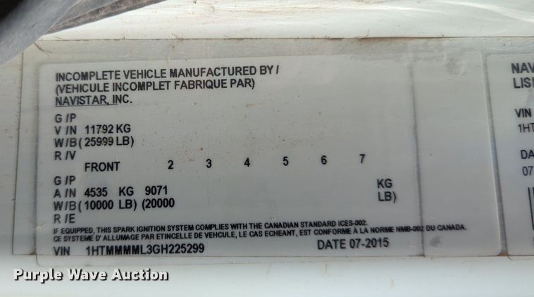 image for item LY9426 2016 International 4300 rollback truck