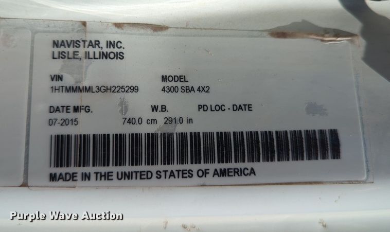 image for item LY9426 2016 International 4300 rollback truck