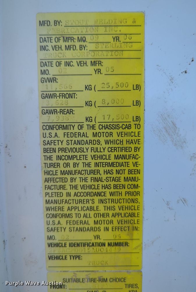 image for item LY9430 2005 Sterling Acterra rollback truck