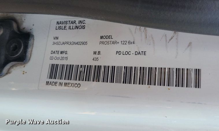 image for item MJ9327 2016 International ProStar+ 122  semi truck