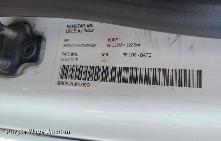 image for item MJ9327 2016 International ProStar+ 122  semi truck